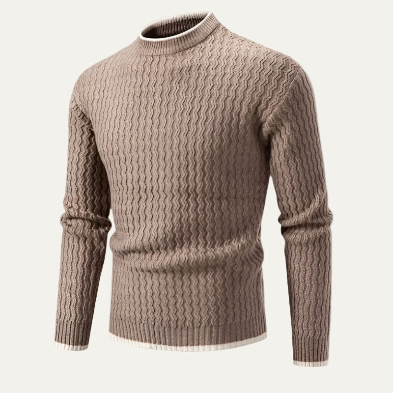 Mens Knit Sweater Textured Vertical Pattern Regular Fit
