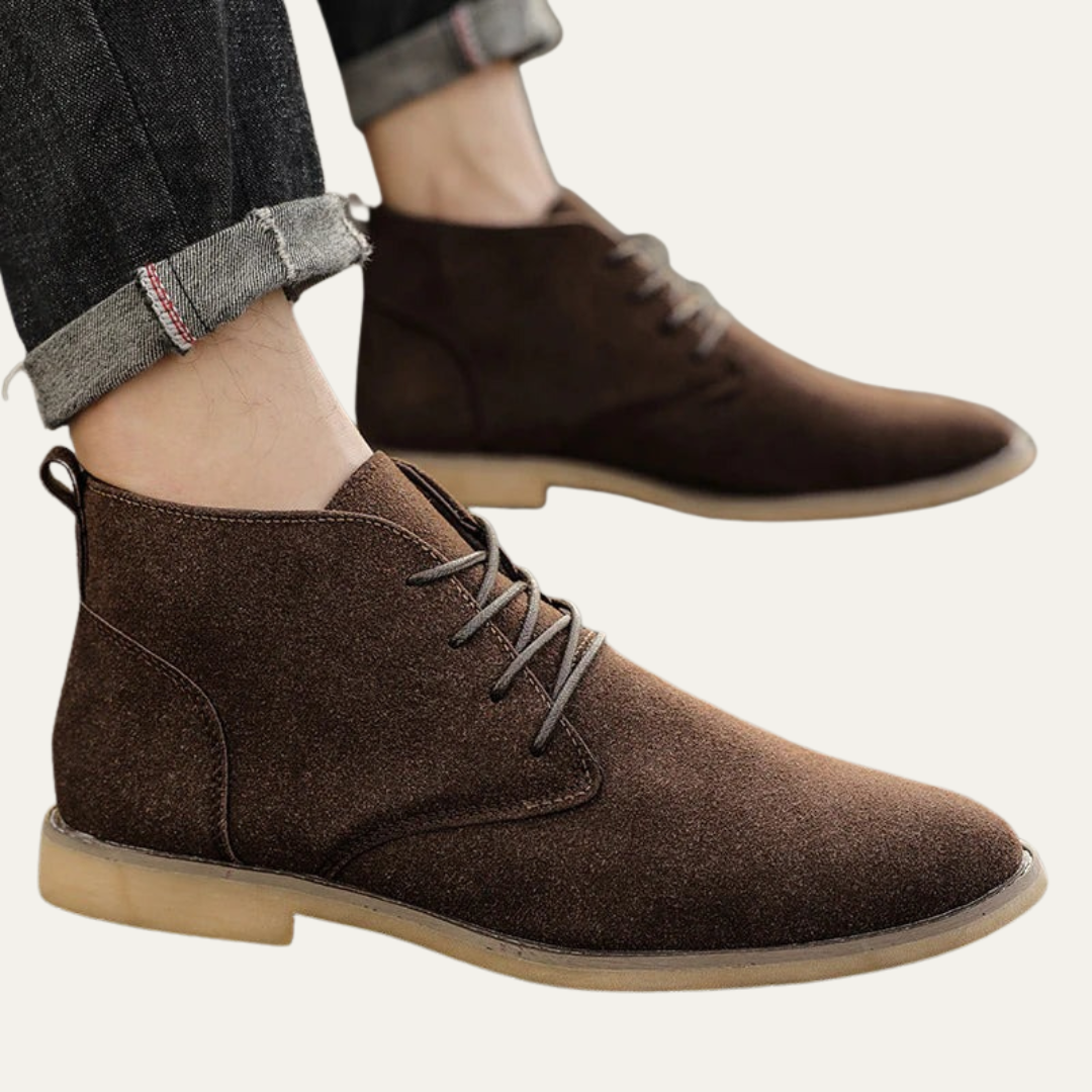 Mens Chukka Boots Suede Look Minimalist Lace-Up