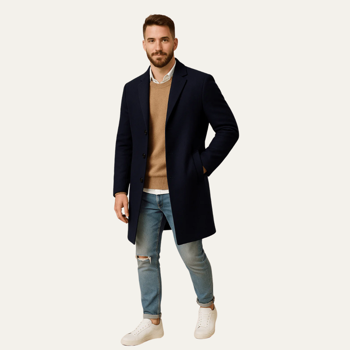 Mens Tailored Topcoat Mid-Thigh Length