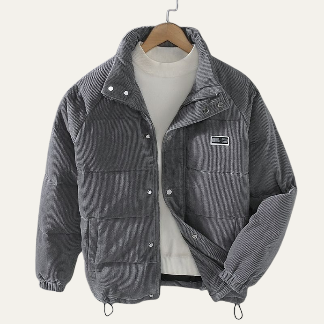 Mens Quilted Corduroy Puffer Jacket Padded Fit