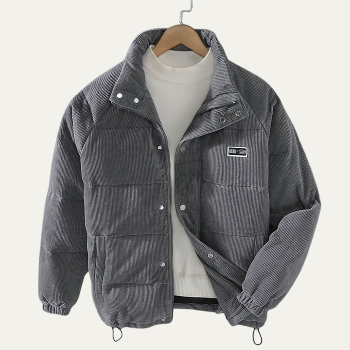 Mens Quilted Corduroy Puffer Jacket Padded Fit