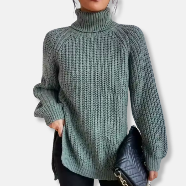 Womens Wool Knit Pullover Sweater Chunky Turtleneck Oversized Fit - BritishMode