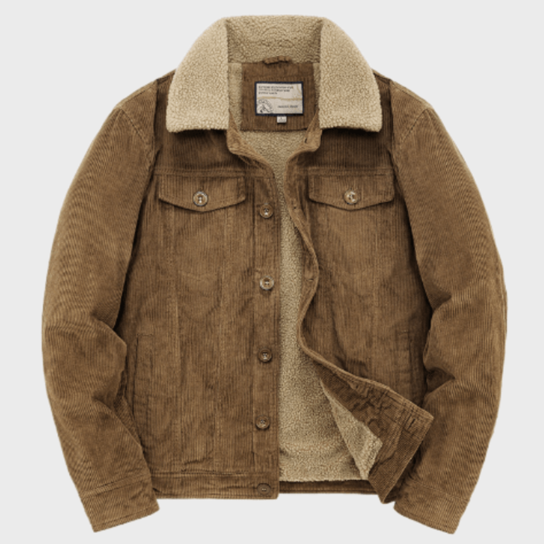 Mens Corduroy Trucker Jacket Sherpa Lined Regular Fit