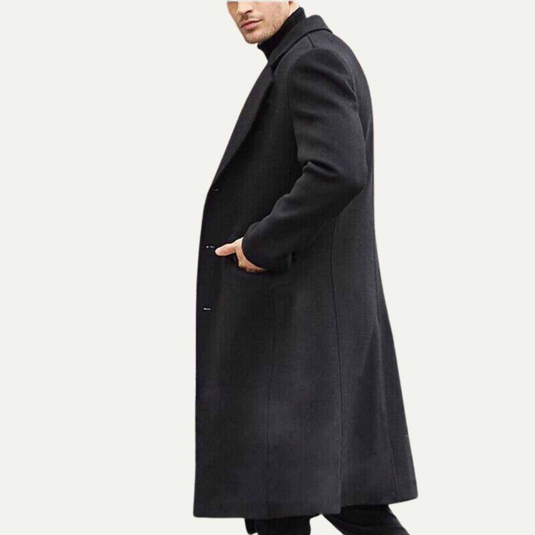 Mens Formal Overcoat Wool Tailored Single Breasted