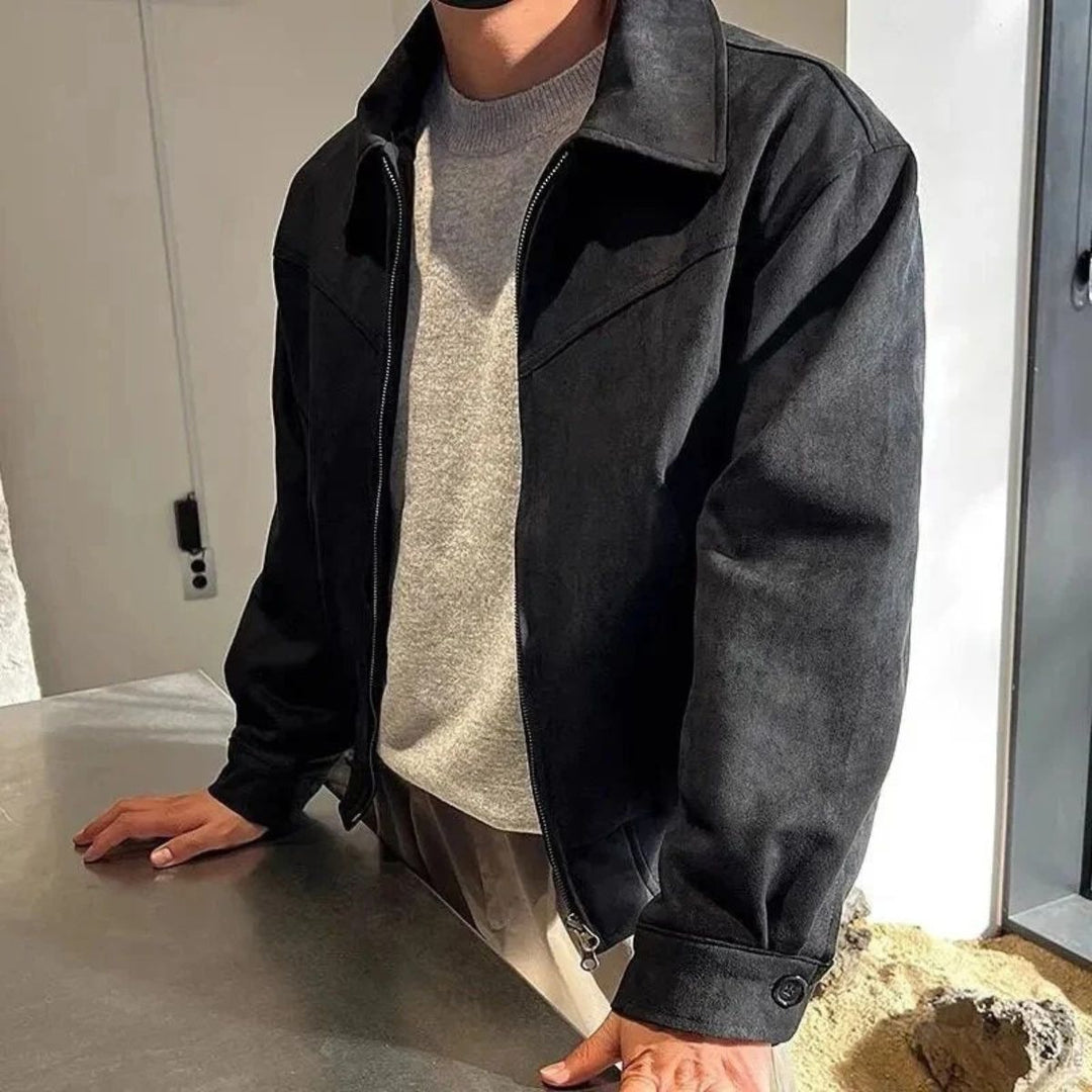 Mens Trucker Shirt Jacket Suede Look Full Zip