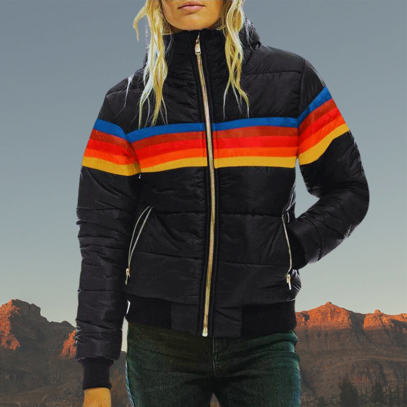 Womens Waterproof Raincoat with Striped Pattern