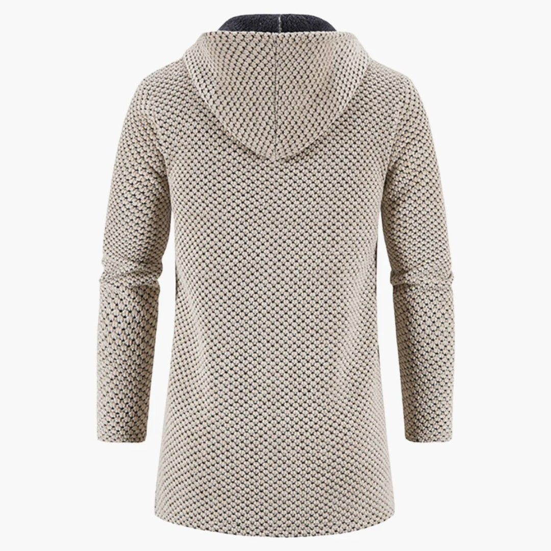 Mens Longline Knit Cardigan Hooded Casual Fit