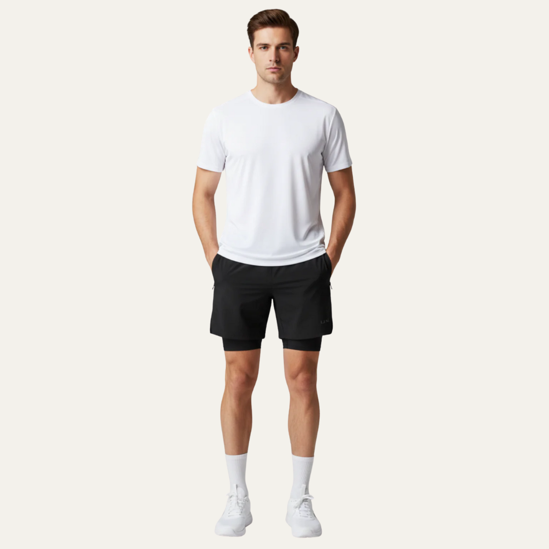 Mens Performance Training Shorts Layered Design - BritishMode