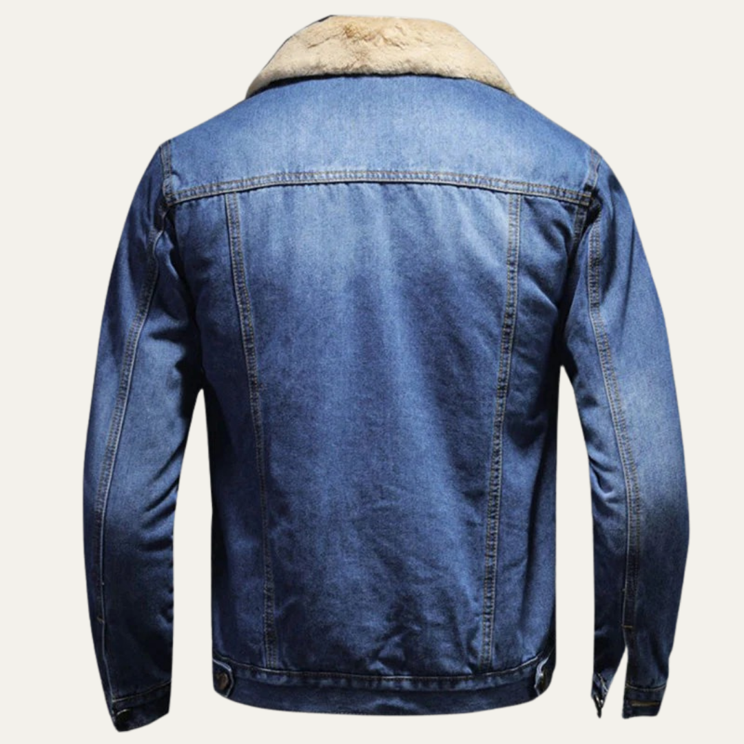 Mens Corduroy Bomber Jacket with Faux Fur Collar Relaxed Fit