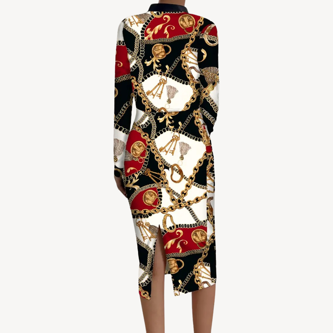 Womens Dress and Jacket Set Chain Print