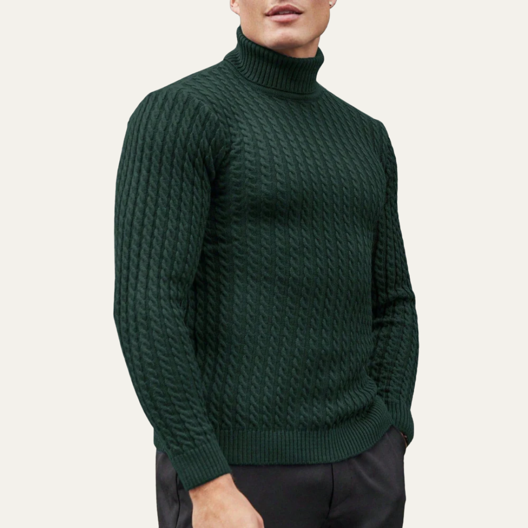 Mens Turtleneck Sweater Vertical Knit Pattern