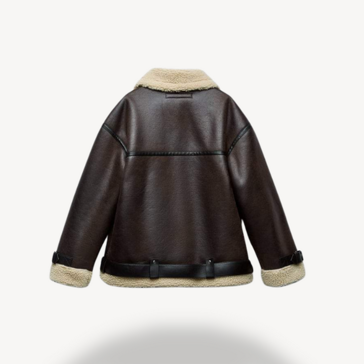 Womens Aviator Jacket Faux Shearling Material Relaxed Fit
