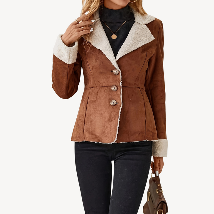 Womens Suede Jacket with Fleece Lining Regular Fit