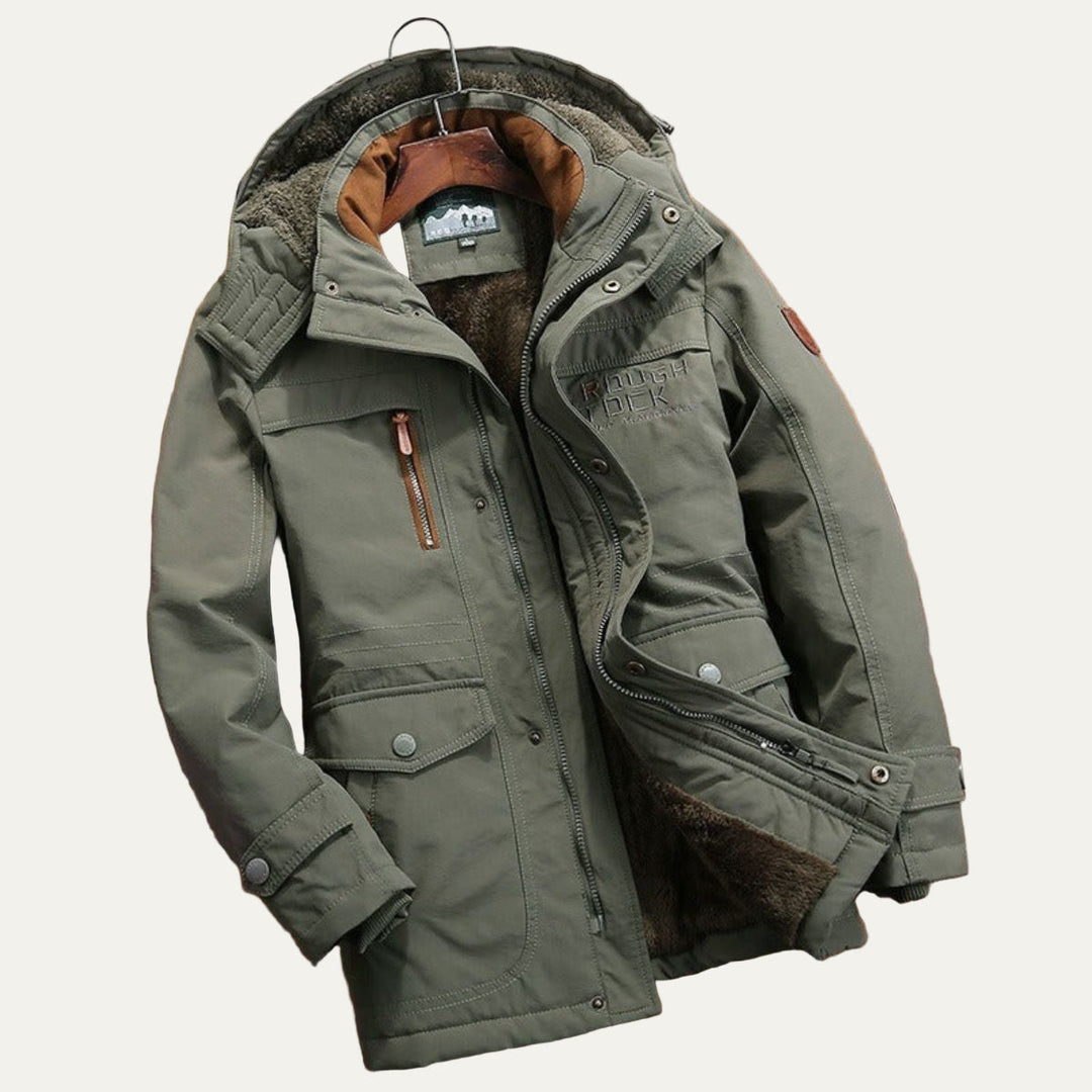 Mens Insulated Mid-Length Winter Parka Coat