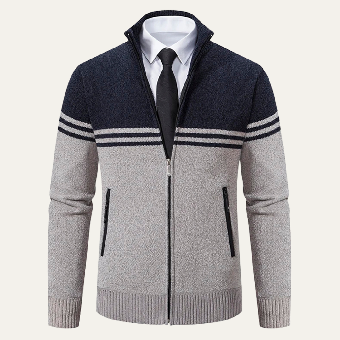Mens Knit Cardigan Thick Fleece Lined Relaxed Fit - BritishMode