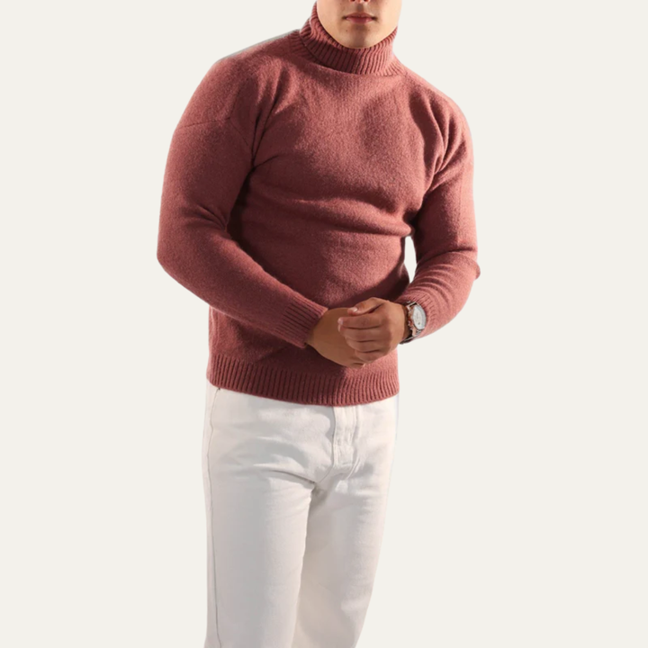 Mens Oversized Turtleneck Sweater Plush Knit