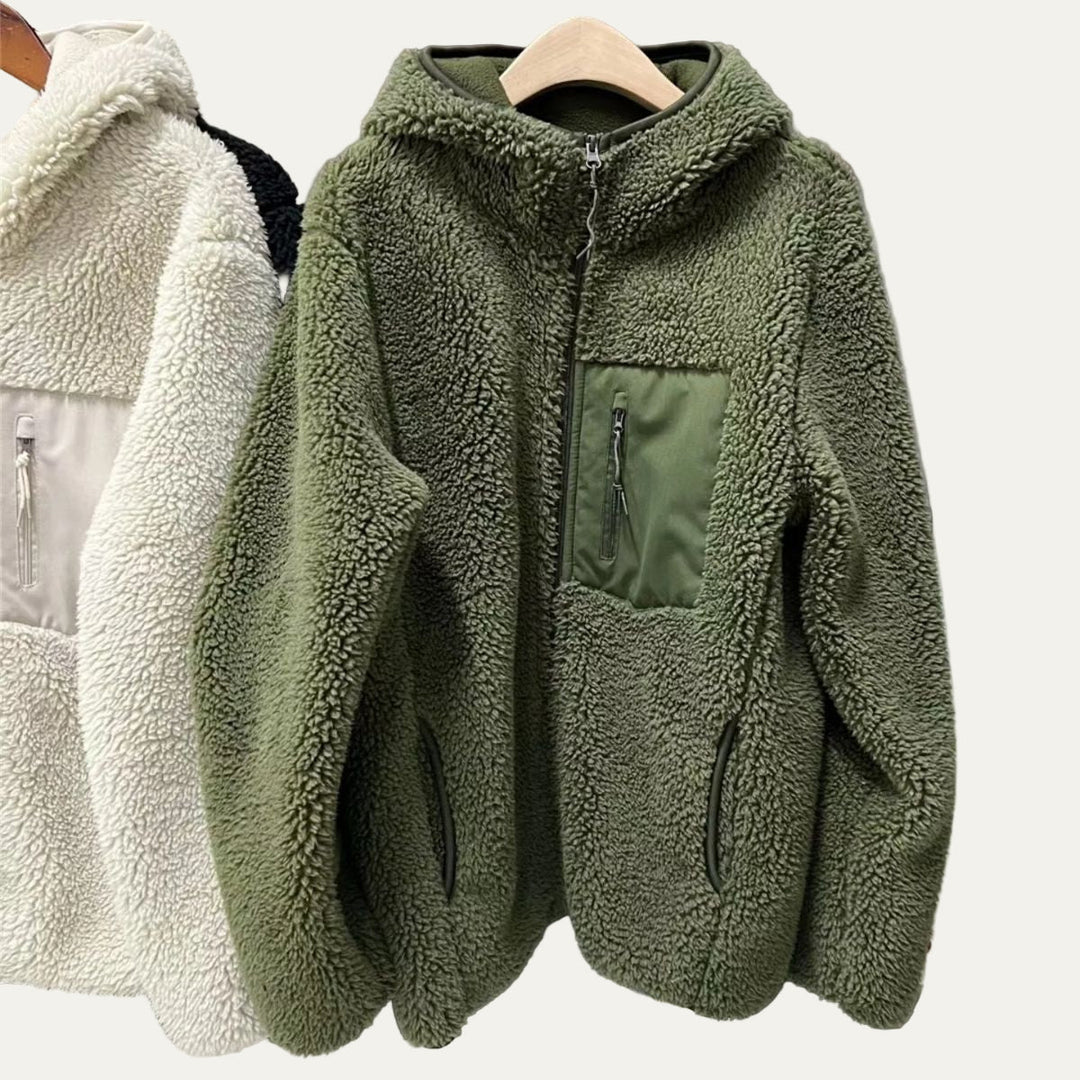 Mens Full Zip Sherpa Fleece Jacket Hooded