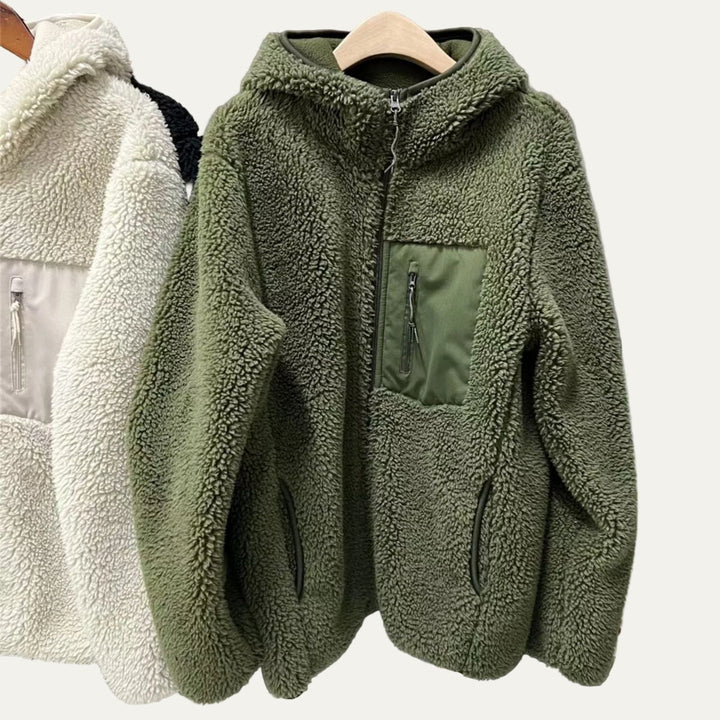Mens Full Zip Sherpa Fleece Jacket Hooded