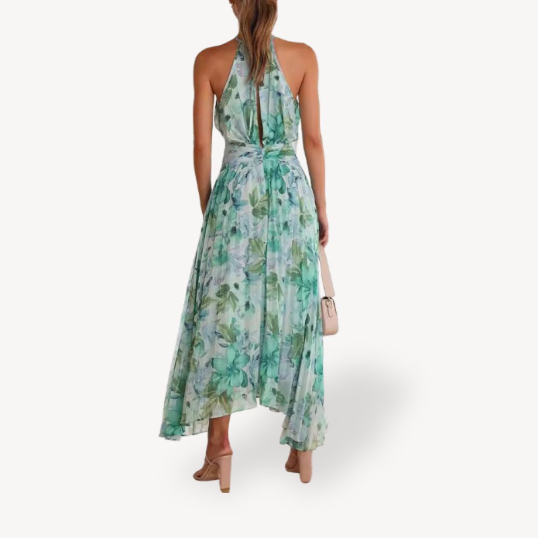 Womens Maxi Dress Chiffon Halter Neck