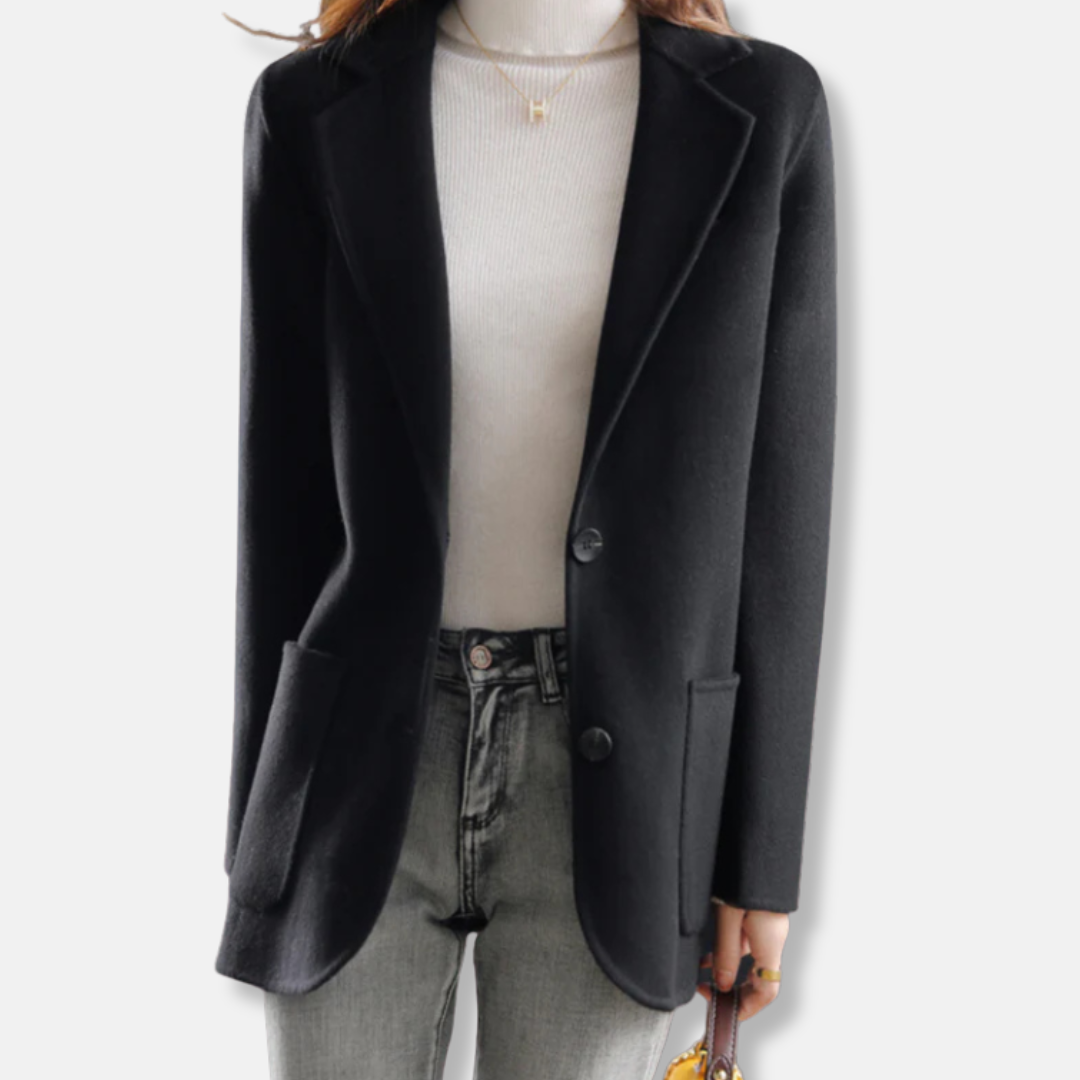 Womens Straight Fit Blazer Coat Button Front with Pockets
