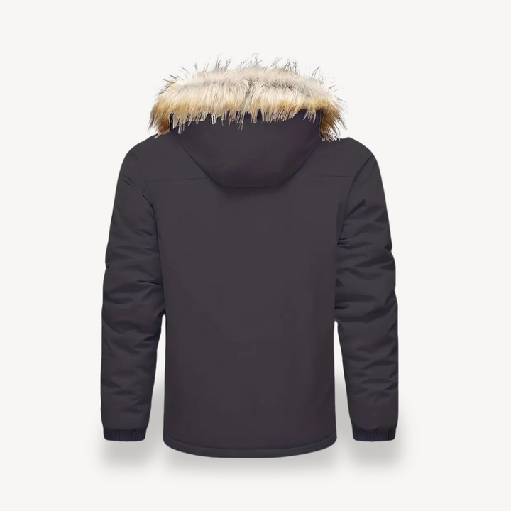 Mens Insulated Puffer Jacket with Detachable Faux Fur Hood