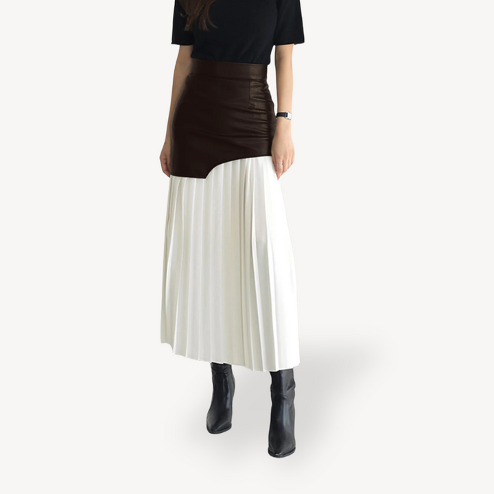 Womens Pleated Midi Skirt Lightweight Flowing Fit