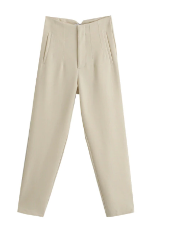 Womens High-Waisted Work Trousers Classic Fit - BritishMode