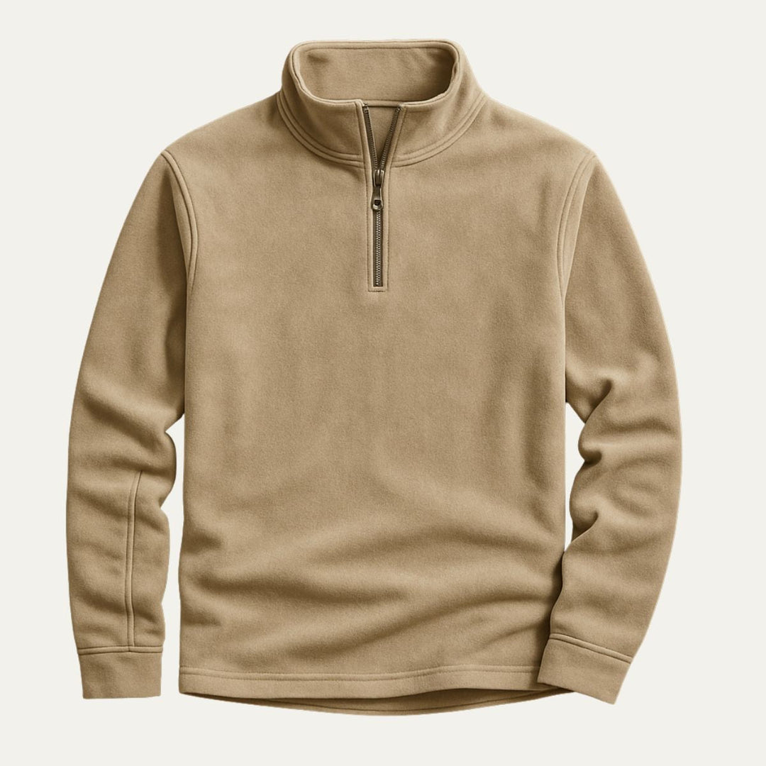 Mens Pullover Textured Quarter Zip Stand Collar