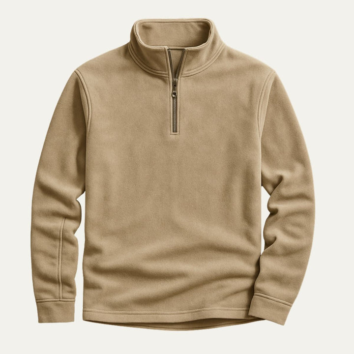 Mens Pullover Textured Quarter Zip Stand Collar