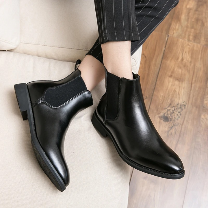 Mens Ankle Boots Leather Slip-On Classic
