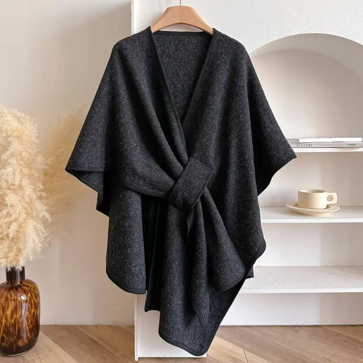 Womens Windproof Scarf Coat with Elegant Draped Fit