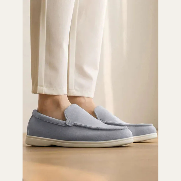 Mens Suede Slip-On Loafers Minimalist Apron Toe