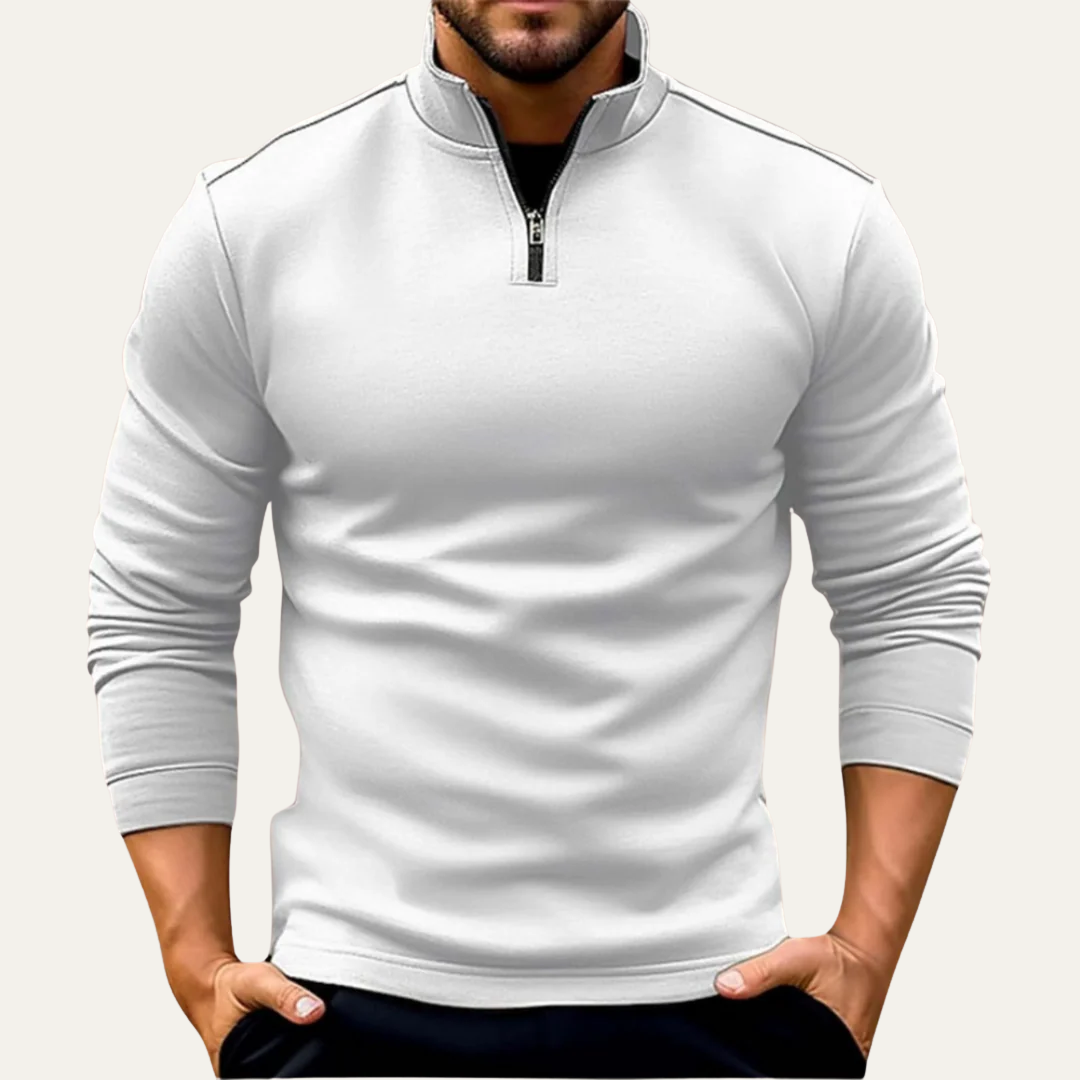 Mens Pullover Quarter Zip Stand Collar Fitted