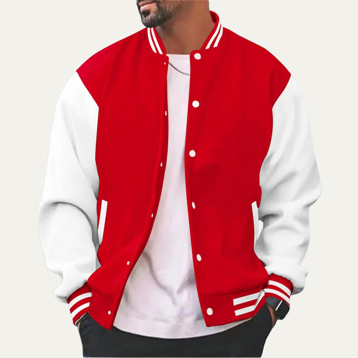 Mens Varsity Jacket with Contrast Sleeves Classic Fit