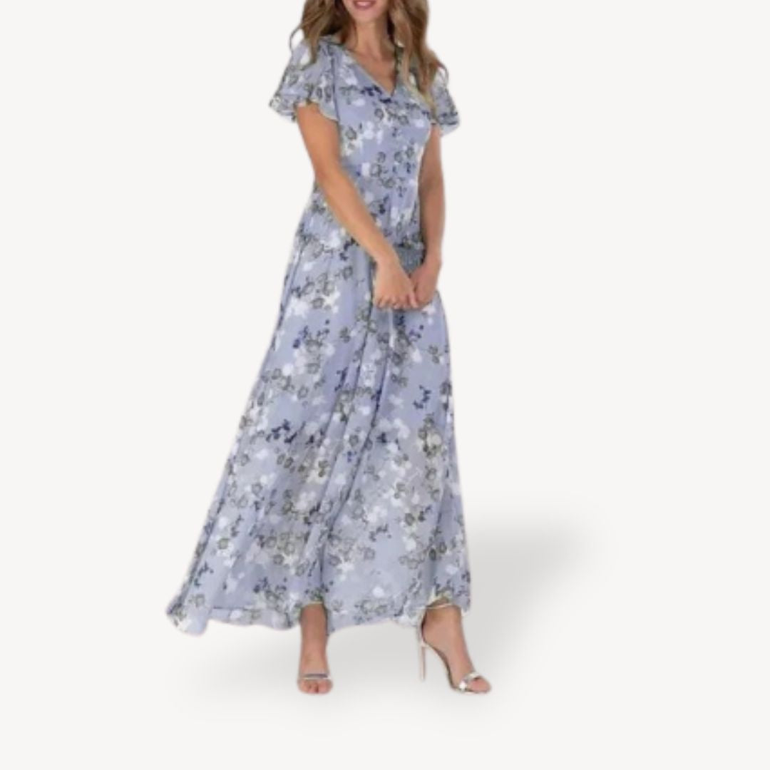 Womens Maxi Dress Polyester V-Neck