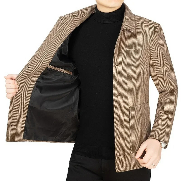 Mens Blazer Textured Pattern Classic Fit - BritishMode