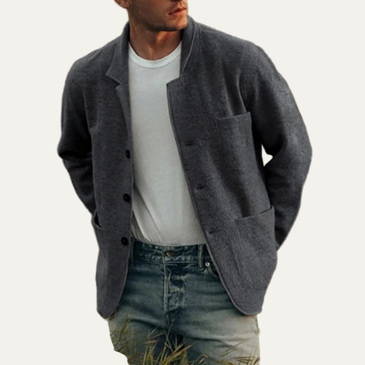 Mens Knit Cardigan Jacket Relaxed Fit Button Front