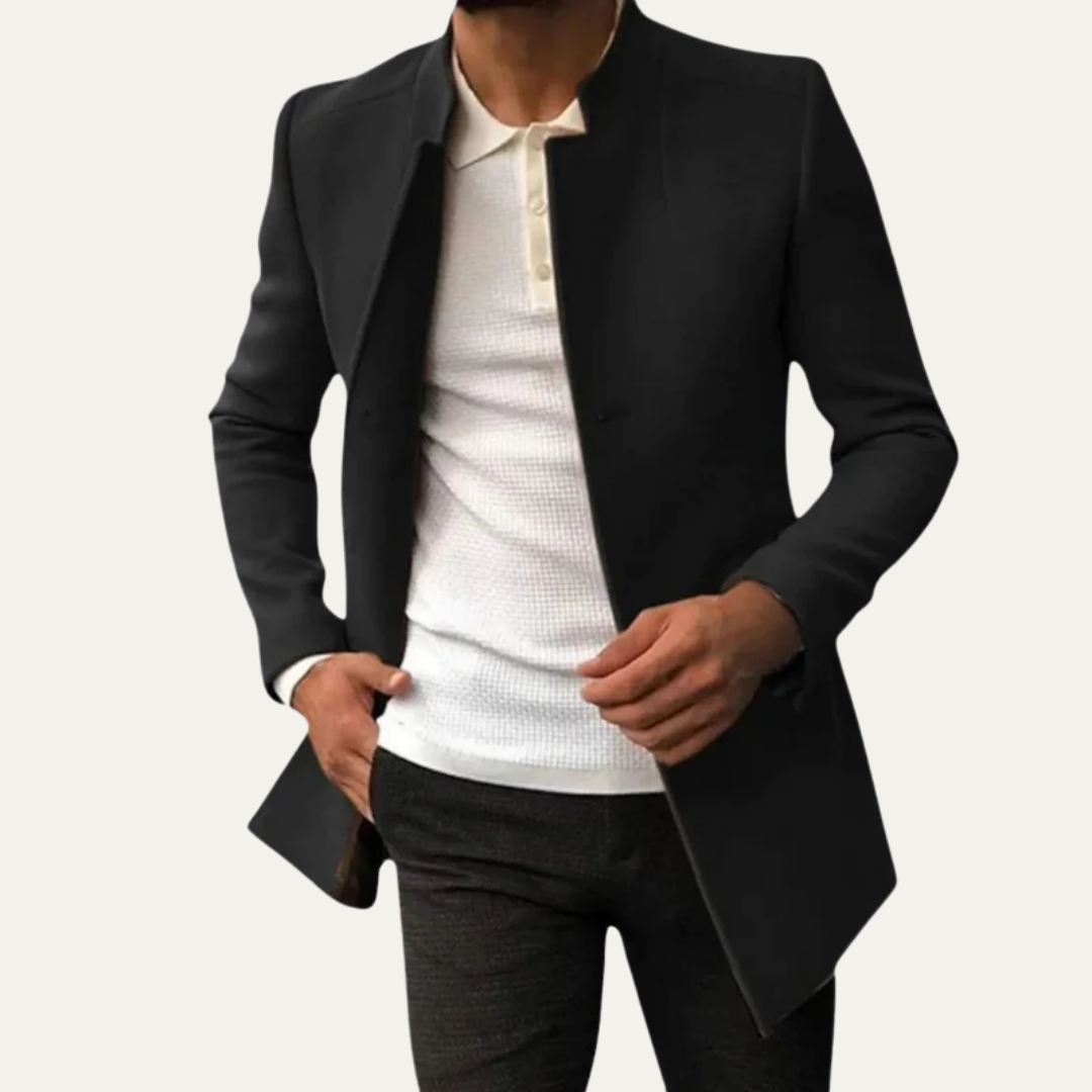 Mens Car Coat Stand Collar Minimalist Style