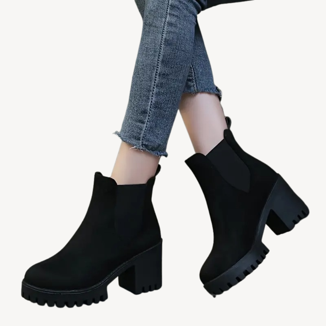 Womens Orthopedic Ankle Boots Chunky Heel Comfortable Fit - BritishMode