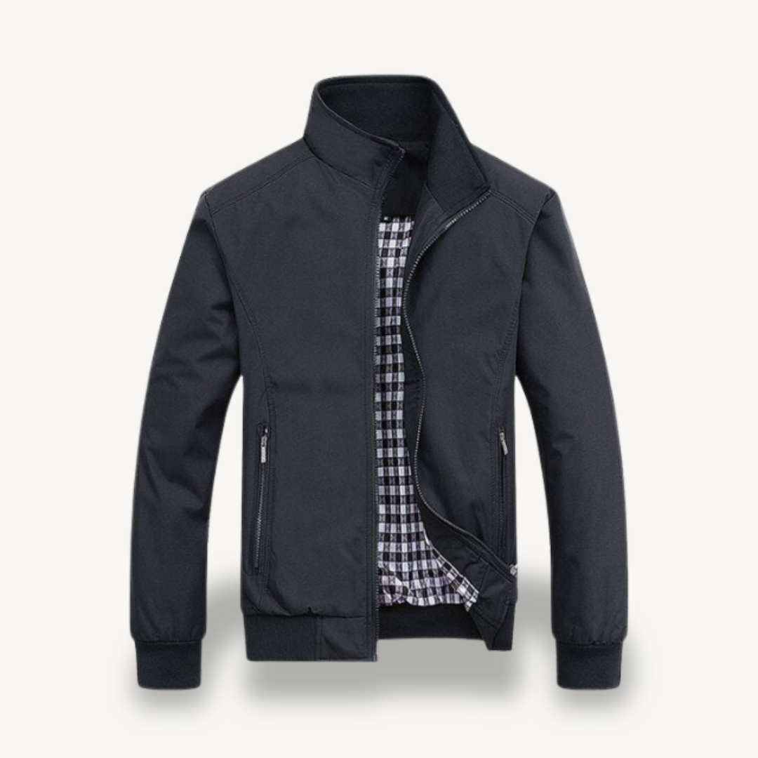 Mens Bomber Jacket Zip-Up Check Lining