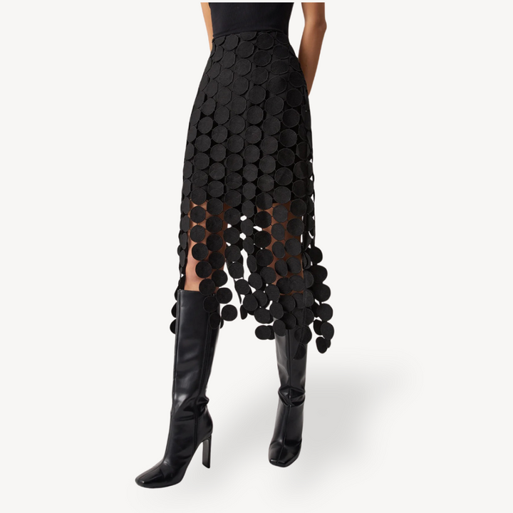 Womens Midi Skirt Circle Cutout Detail - BritishMode