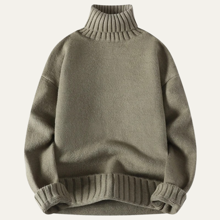 Mens Turtleneck Sweater Chunky Rib Relaxed Fit