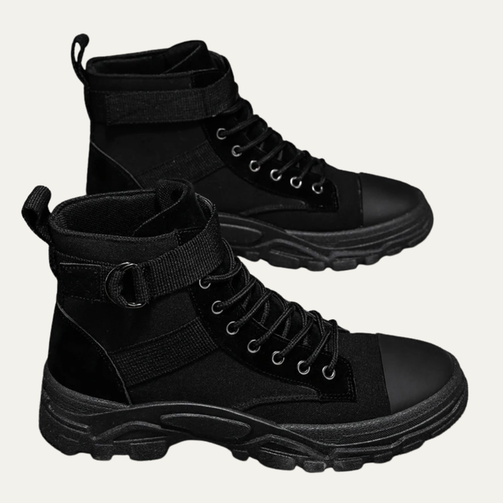 Mens High Top Utility Boots Strap Detail