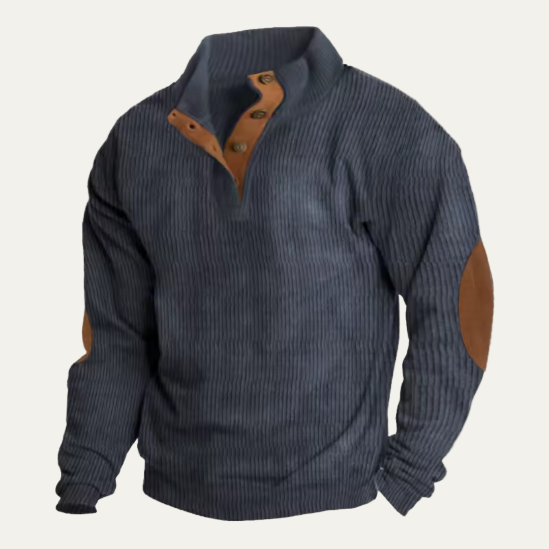 Mens Casual Knit Sweater Hoodie Loose Fit Buckle Neck