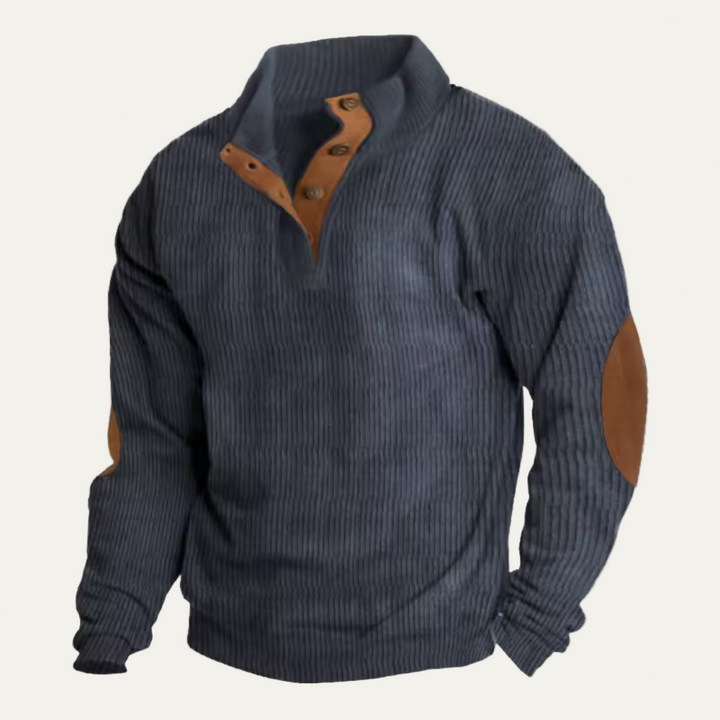 Mens Casual Knit Sweater Hoodie Loose Fit Buckle Neck