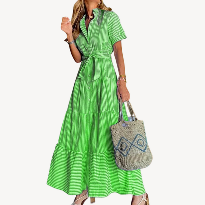 Womens Maxi Dress Striped Relaxed Fit