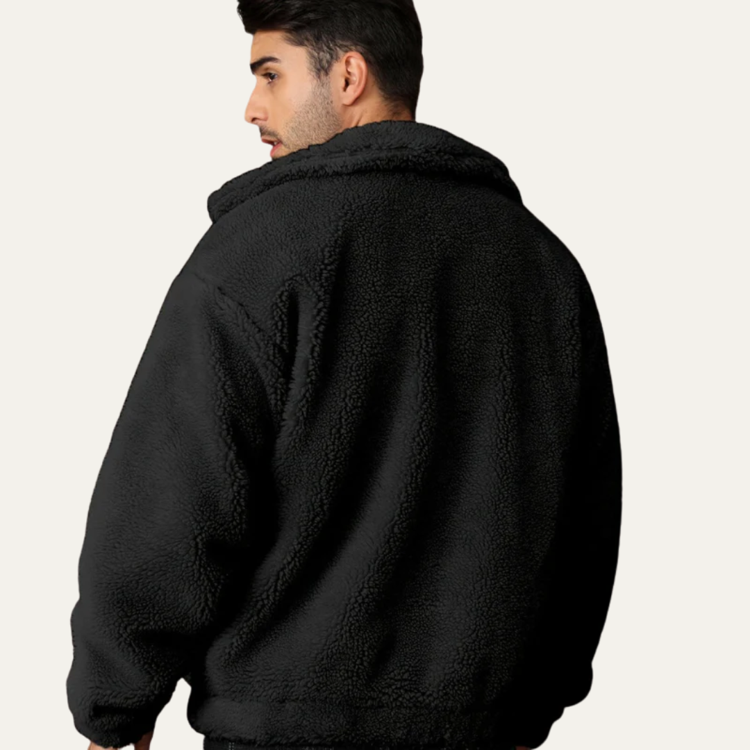 Mens Casual Jacket Fleece Sheepskin Look