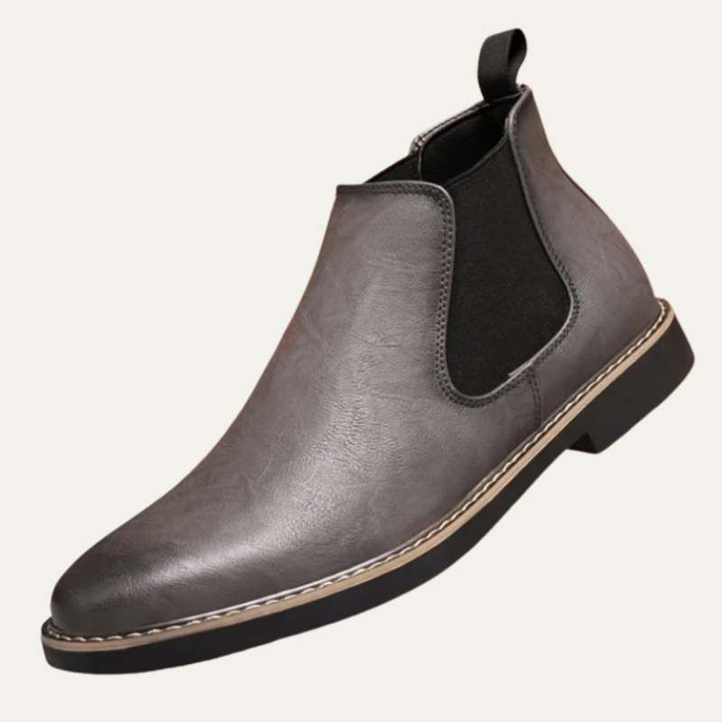 Mens Casual Leather Slip-On Chelsea Boots