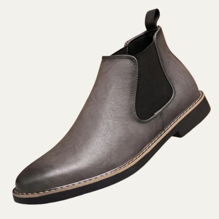 Mens Casual Leather Slip-On Chelsea Boots