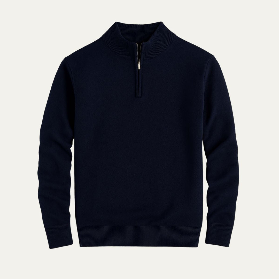 Mens Quarter Zip Jumper Wool Blend Regular Fit - BritishMode